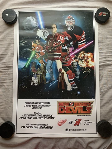 NJ NEW JERSEY DEVILS STAR WARS POSTER RARE EXCLUSIVE POSTER HTF ELIAS HENRIQUE + Cover