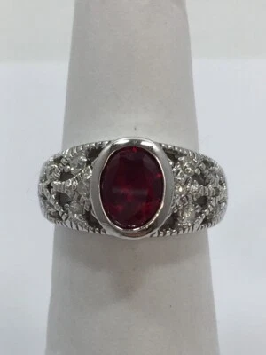 Anillo Rubí (Corindón) Talla 5 1/4 Esterlina 925 Foto 1 de 4