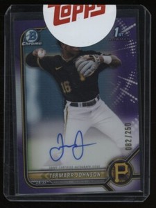 2022 Bowman Chrome Purple Refractor Termarr Johnson Pirates RC Rookie AUTO /250