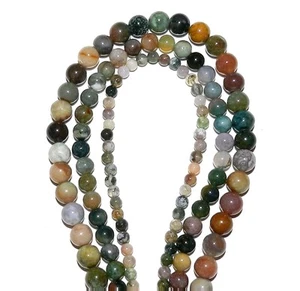 GR446 3-Strand Fancy Mixed Agate 4mm 6mm 8mm Round Pebble Gemstone Beads 16" - Picture 1 of 2