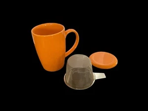 Infusor y Tapa Taza Cerámica Taza de Té Nueva Caja Marca Empinado Té Café Taza Naranja - Imagen 1 de 9