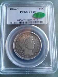 1896-S Barber Half Dollar, PCGS VF-20 CAC - Picture 1 of 4