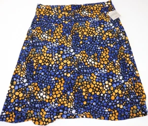 Kasper Plus Size Pull-On Dot-Print Midi Skirt Gold/Blue Size 2X - Picture 1 of 2