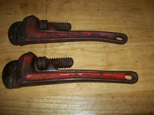 2-Vintage starre Schwerlast 10" Rohrzange Sanitärwerkzeug Made USA Stahl 10 Zoll - Bild 1 von 3