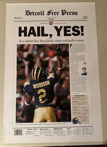 1998 Detroit Free Press Hail Yes Poster Woodson University of Michigan 16" x 24" - Picture 1 of 5