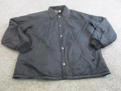 Vintage Sears Coach Jacket Mens Large Black Nylon Snap Front Pile Lined Made USA - Image 1 of 4