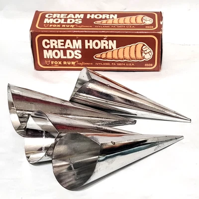 Vintage Fox Run 1982 Stainless Steel Cream Horn Molds, 4 pcs., in box,HONG KONG - Image 1 of 3