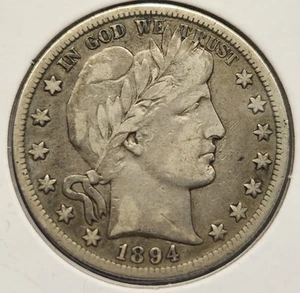 1894-O Mezzo Dollaro Barbiere 90% Argento LIBERTÀ VISIBILE / Data Rara / Senza Riserva - Foto 1 di 4