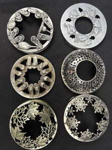 (6) Candle Metal Lid Jar Ring Toppers Fall Flowers Beach Sandals VTG Yankee - Picture 1 of 18