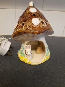 BHS Ceramic Toadstool Rabbit Nursery Nightlight Derek Fowler Style Vintage  - Picture 1 of 9