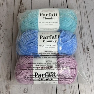 NEW Premier Parfait Chunky Yarn 3.5 oz - Lot of 3 Skeins Blue Seaside Mauve - Picture 1 of 5