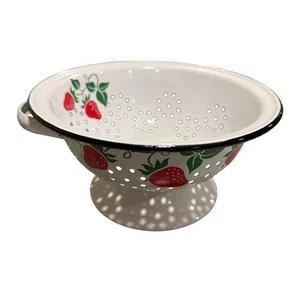 Vintage Emaille Erdbeersieb Teleflora 1983 Bauernhaus Küche Deko #2 - Bild 1 von 12