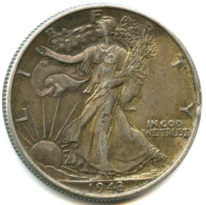 WUNDERSCHÖNER, USA Half Dollar Silber Liberty stehend 1943 Nr. 6377 - Bild 1 von 2