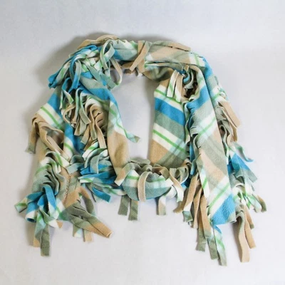 Old Navy Scarf Wrap Shawl Blue Green Brown Fringe 70.5" Cozy Accessory - Image 1 of 4