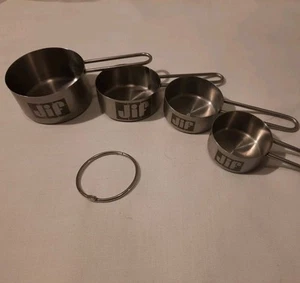Vintage Jif Edelstahl Messbecher 4er Set Jif Erdnussbutter Markenware - Bild 1 von 4