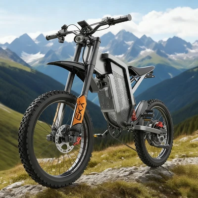 Bicicleta elétrica 6000W para adultos mountain bike 25" 60V30Ah freio a óleo pneu offroad - Imagem 1 de 4