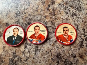SHIRRIFF 106 TOM JOHNSON 104 BOOMBOOM GEOFFRION 40 TOE BLAKE PLASTIC HOCKEY COIN - Picture 1 of 7