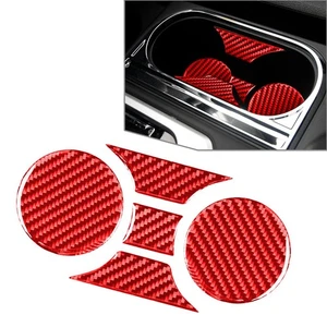 5xCentral Control Cup Holder pannello rivestimento per Toyota Tundra 14-21 fibra di carbonio rosso - Foto 1 di 10