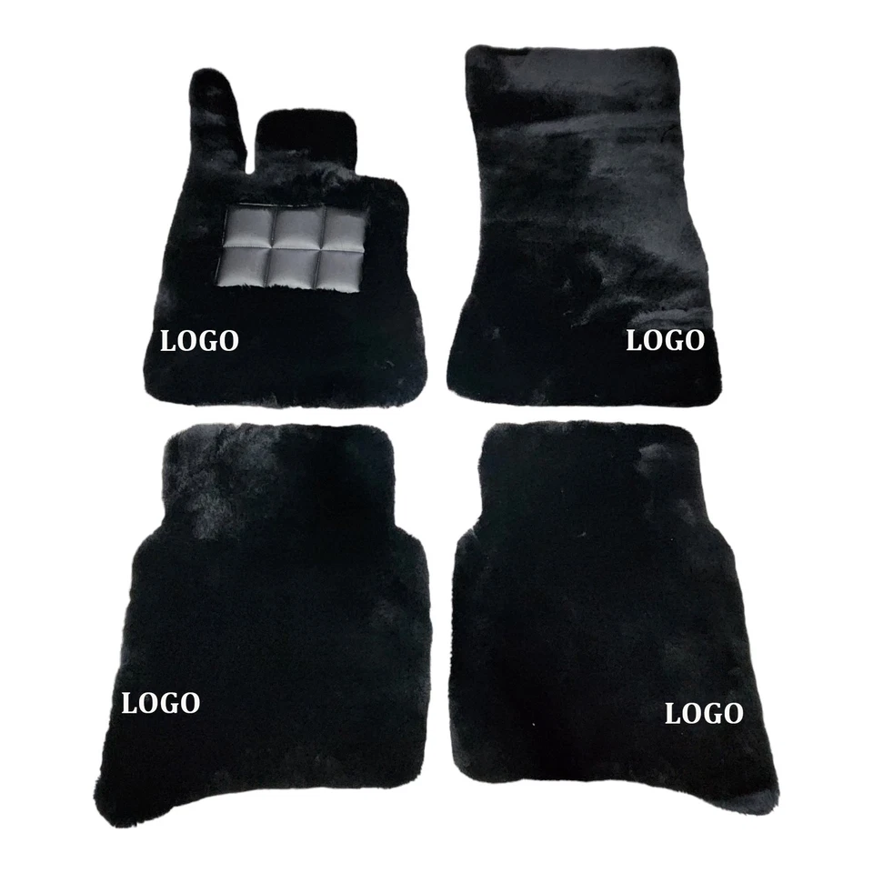 Черные напольные коврики из овчины с индивидуальным логотипом W140 Mercedes Benz SEL 300 420 500 S 600 - Изображение 1 из 4