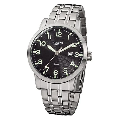 Regent Orologio da Polso da Uomo Argento Analogico F-772 Stahl-Armband URF772 - Immagine 1 di 4