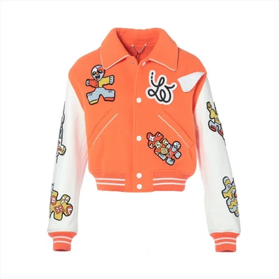 Chaqueta de lana y cuero Louis Vuitton 23SS 50 para hombre naranja RM231 HOL71EMJY logotipo e Foto 1 de 4