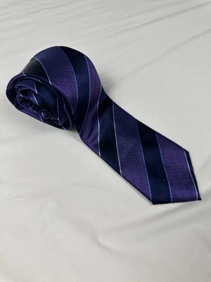 Галстук Tasso Elba мужской фиолетовый в полоску завязанный классический 100% шелк 58 дюймов - Изображение 1 из 4