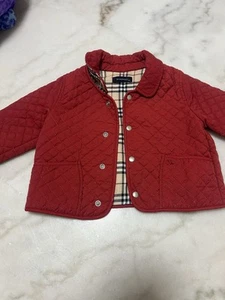 BURBERRY BABY RED NYLON QUILTED JACKET COAT SIZE 12 MONTHS - Picture 1 of 3