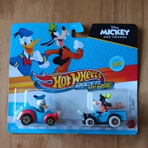 Hot Wheels Racer Verse Donald Duck & Goofy Disney 2025 Mickey And Friends 2 Pack - Picture 1 of 7