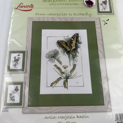 bastín lanarte marjolein de oruga a mariposa punto de cruz 23x32cm Foto 1 de 4