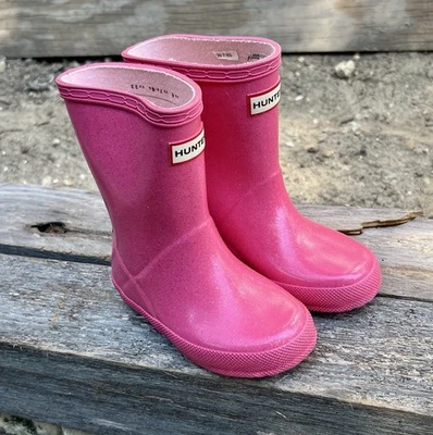 Hunter Toddler Girl 7c First Giant Glitter Insulated Rain Boots Bright Hot Pink - Image 1 of 4