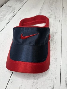 Nike Visor Vintage Kinder blau rot Schweißband bestickt Tennis Stretch Fit - Bild 1 von 6