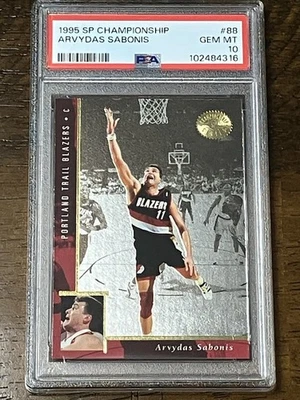 1995 SP Championship #88 Arvydas Sabonis Rookie PSA 10 Gem Mint HOF Blazers - Image 1 of 2