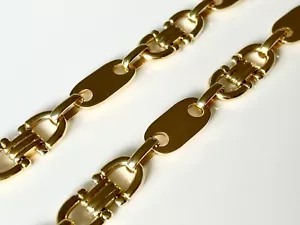 STEIGBÜGEL PLÄTTCHEN KETTE 585 /14 KARAT GOLD 66cm Plattenkette - Bild 1 von 10