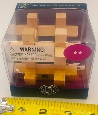 3D Wood Puzzle 1 Brain Twister 6+ yrs 2 Star Dilemma MI Toys International NEW - Image 1 of 4