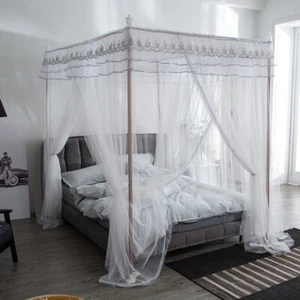 Chinese Mosquito Net Summer Bed Canopy Netting With Stainless Steel Tubes Queen - Picture 1 of 36