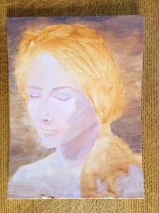 Original Art “Jewel” Female Portrait Acrylic Paint on Canvas Board 9” x 12” - Picture 1 of 7