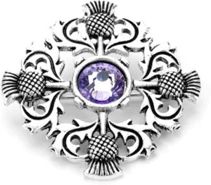 Broche en cristal bleu argenté avec motif chardon écossais Accessoire de cosplay - Picture 1 of 3