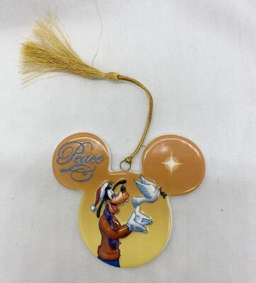 Disney Resorts Mickey Ears Ceramic Peace Christmas Ornament Goofy & Dove - Image 1 of 2