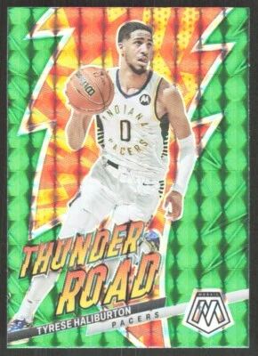 2022-23 9569E Panini Mosaic Thunder Road Green PRIZM Tyrese Haliburton Indiana - Image 1 of 2