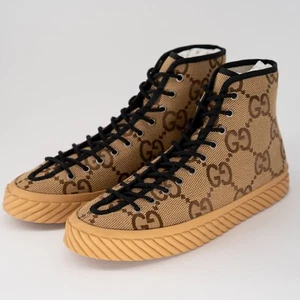 size 11.5G - Gucci GG Canvas High Top Sneakers Brown - Picture 1 of 12