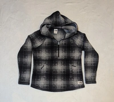 The North Face Womens Printed Crescent Hooded Pullover Flannel Hoody Ski TNF EUC - Image 1 of 4