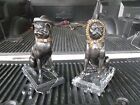 PAIR OF 20TH C  WHIMSICAL BRONZE BULLDOGS WEARING HATS ON MARBLE BASES