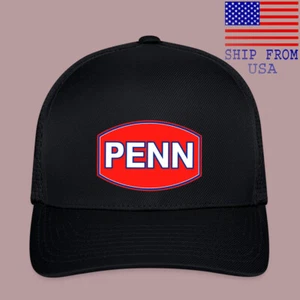PENN Fishing Black Baseball Cap Hat Adult Size S/M & L/XL - Picture 1 of 4