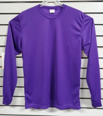 Camisa básica Augusta Sportswear púrpura mangas largas que absorbe la humedad para hombre talla M Foto 1 de 4