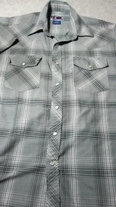 Williams Bay Shirt Men's L Western Gray Plaid Pearl Snap Short Sleeves Casual - Picture 1 of 8