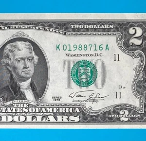 1988 July 16 (K 01988716 A) BIRTHDAY $2 Two Dollar Bill 1976 Series (_1988/7/16) - Picture 1 of 4