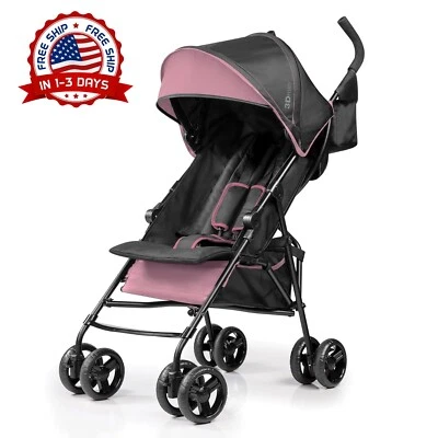 Cochecito De Bebé Práctico: Ligero Y Plegable, Tipo Paraguas Para Viajes (Rosa) - Image 1 of 4