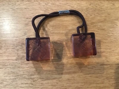 LOUIS VUITTON RARE VTG  HAIR TIE PONYTAIL HOLDER BRN/LILAC ACRYLIC .75” CUBE  #4 - Image 1 of 4