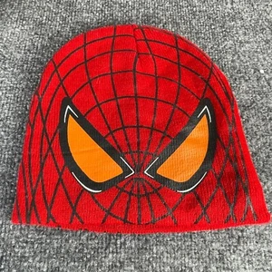 Marvel Spider-Man Red Knit Beanie Hat Printed Eyes Web Design One Size Unisex - Picture 1 of 6