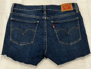 Levis Womens High Waist Size 29 Cut Off Blue Denim Shorts Hot Pants - Picture 1 of 7